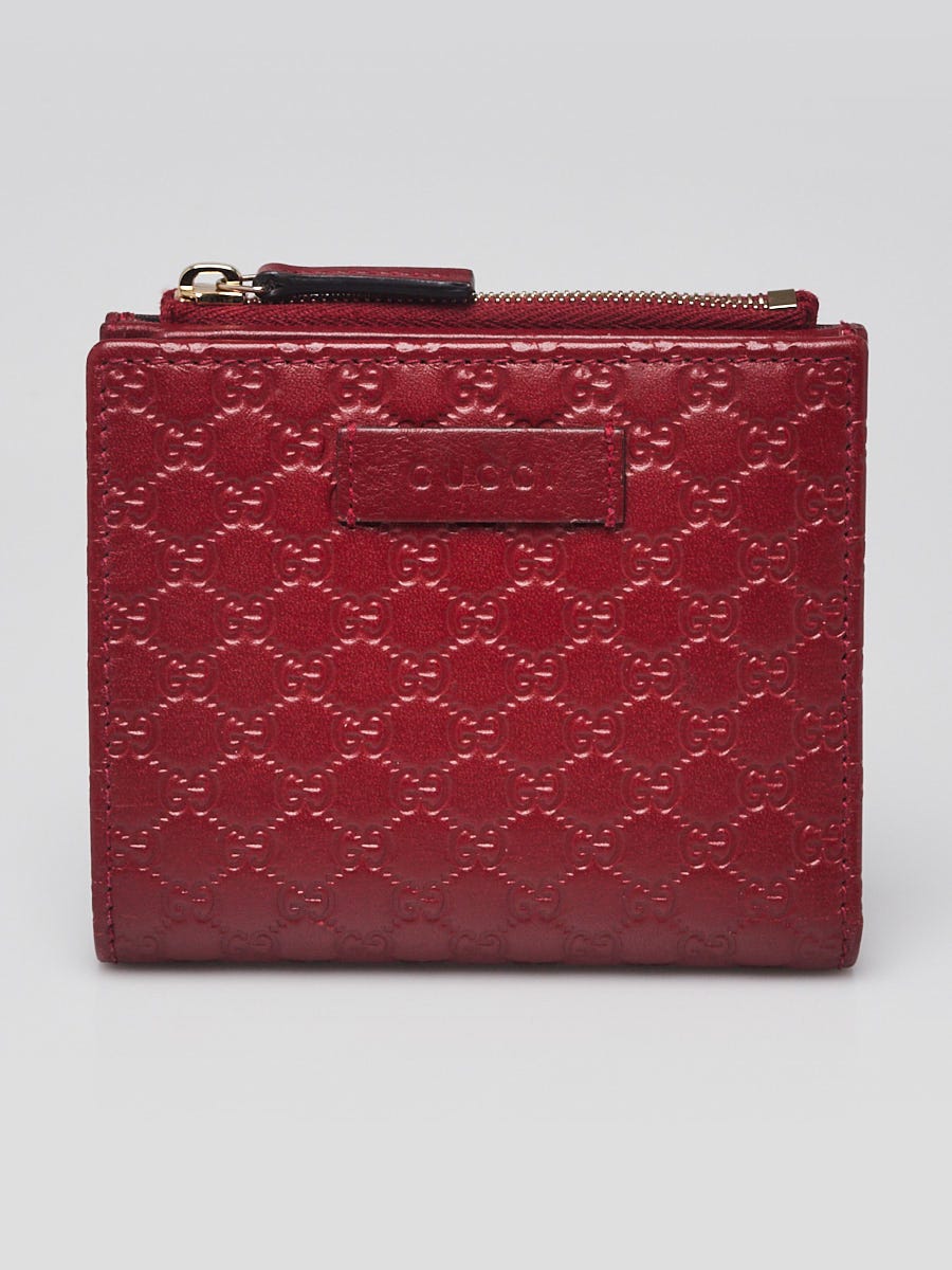 Gucci Red Micro Guccissima Leather Bi-Fold Compact Wallet