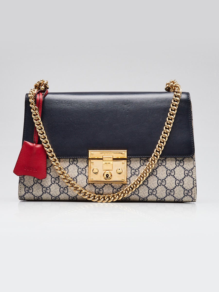 Gucci Blue GG Supreme Coated Canvas Padlock Medium Shoulder Bag