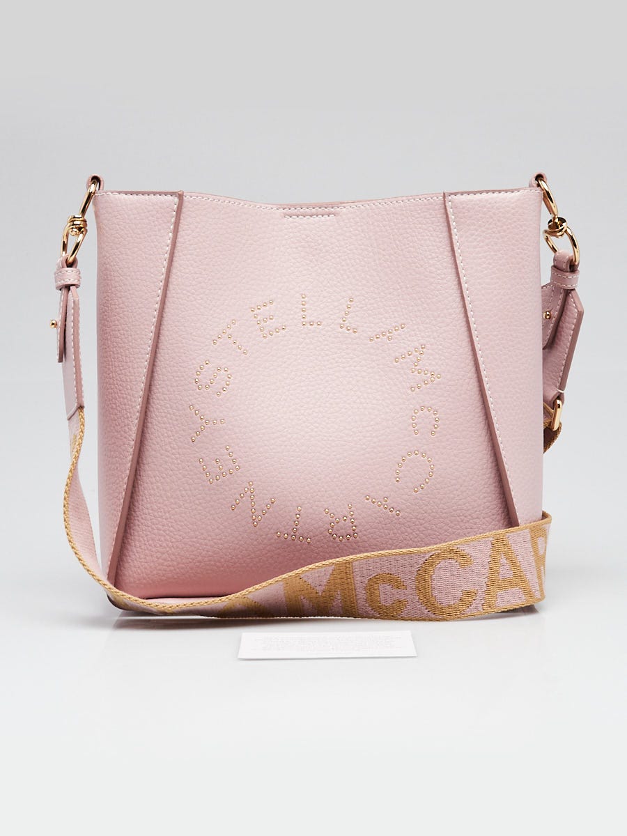 Stella McCartney Pink Faux Leather Studded Logo Square Crossbody