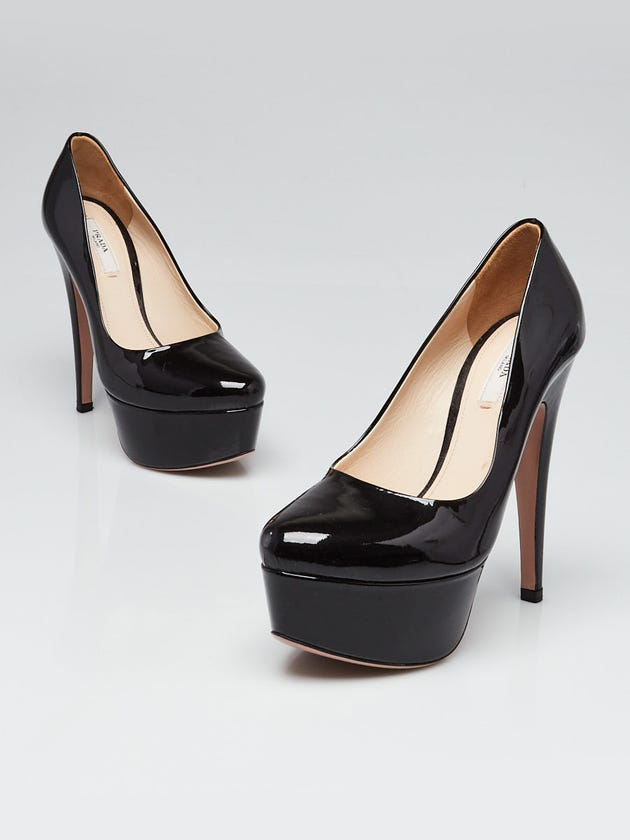 Prada Black Patent Leather Platform Pumps Size 5/35.5