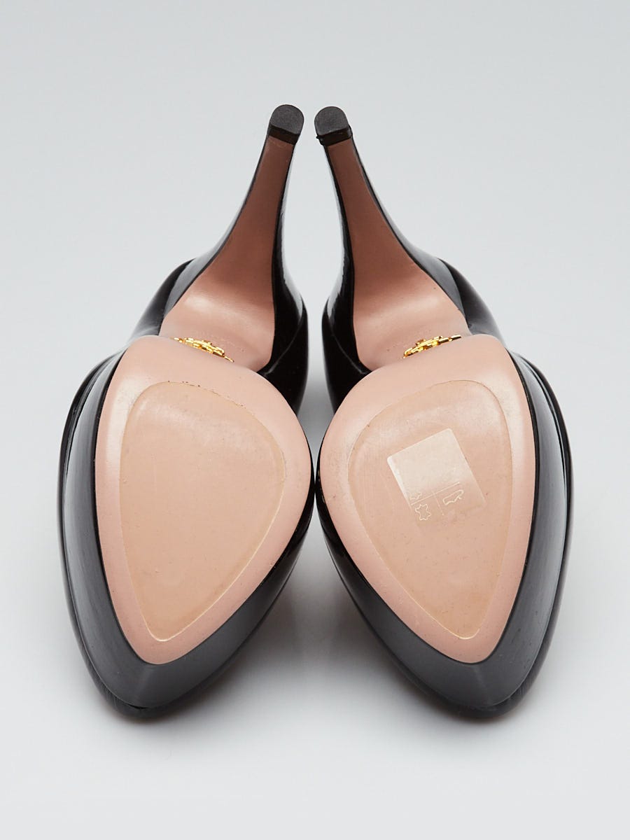 Prada Black Patent Leather Platform Pumps Size 5/35.5