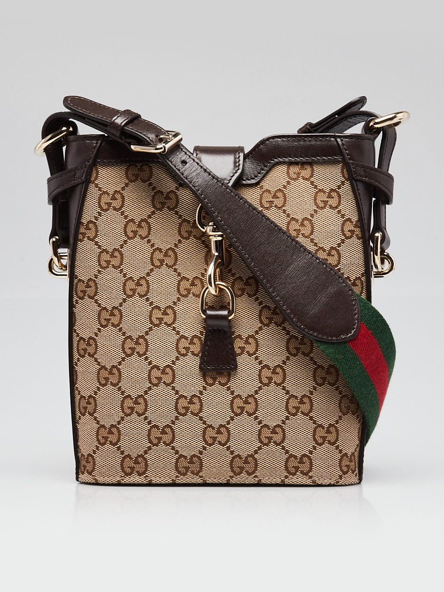 Gucci Beige/Ebony GG Canvas/Leather Jackie Small Bucket Crossbody