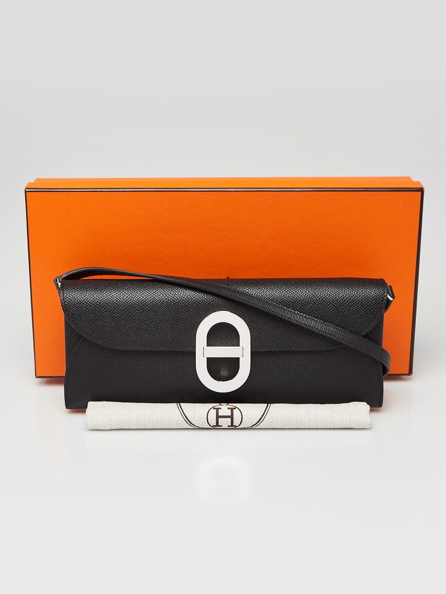 Hermes Black Epsom Leather Palladium Plated Maillon Wallet to Go