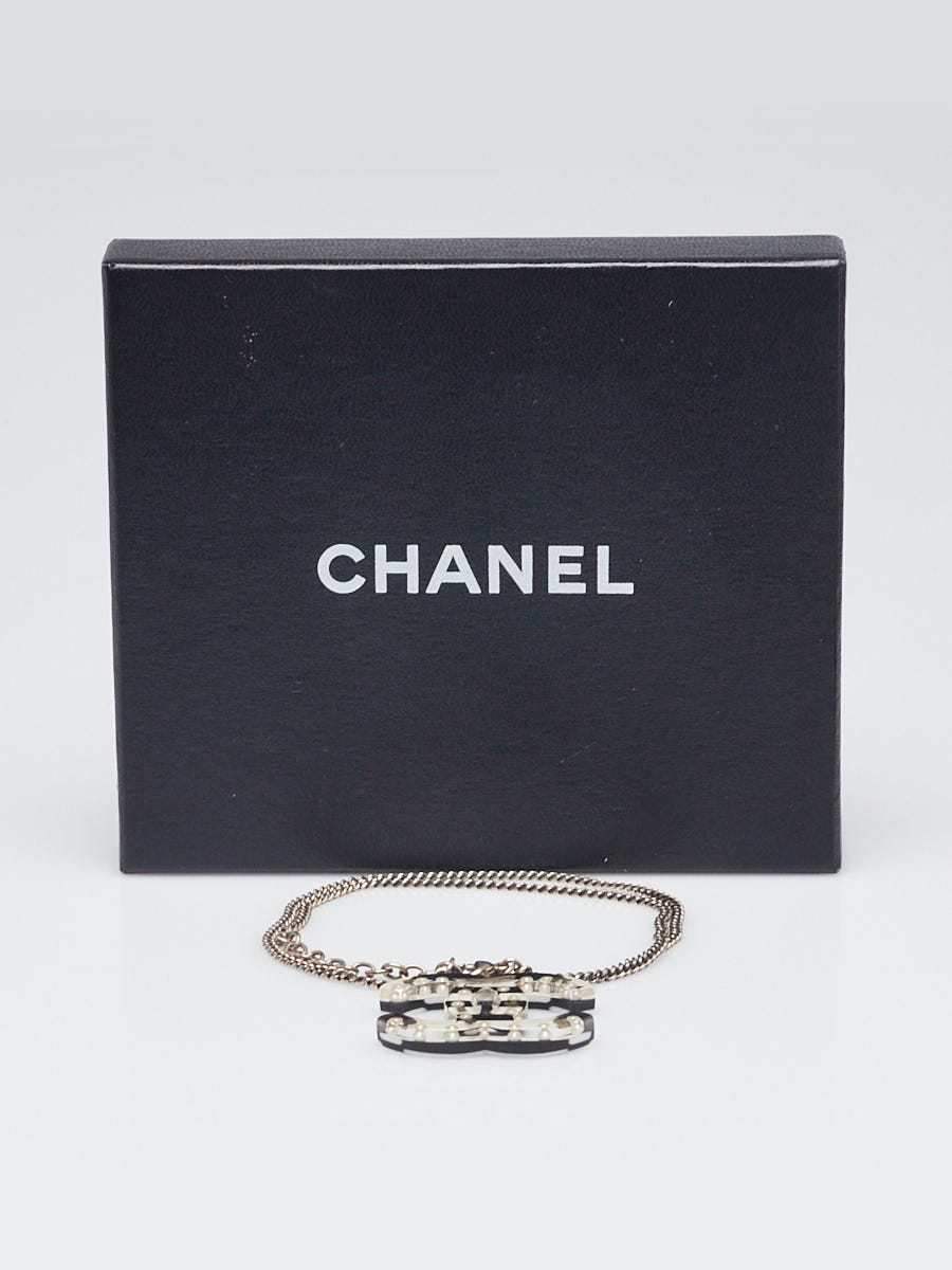 Chanel Black and White Resin and Faux Pearl CC Necklace