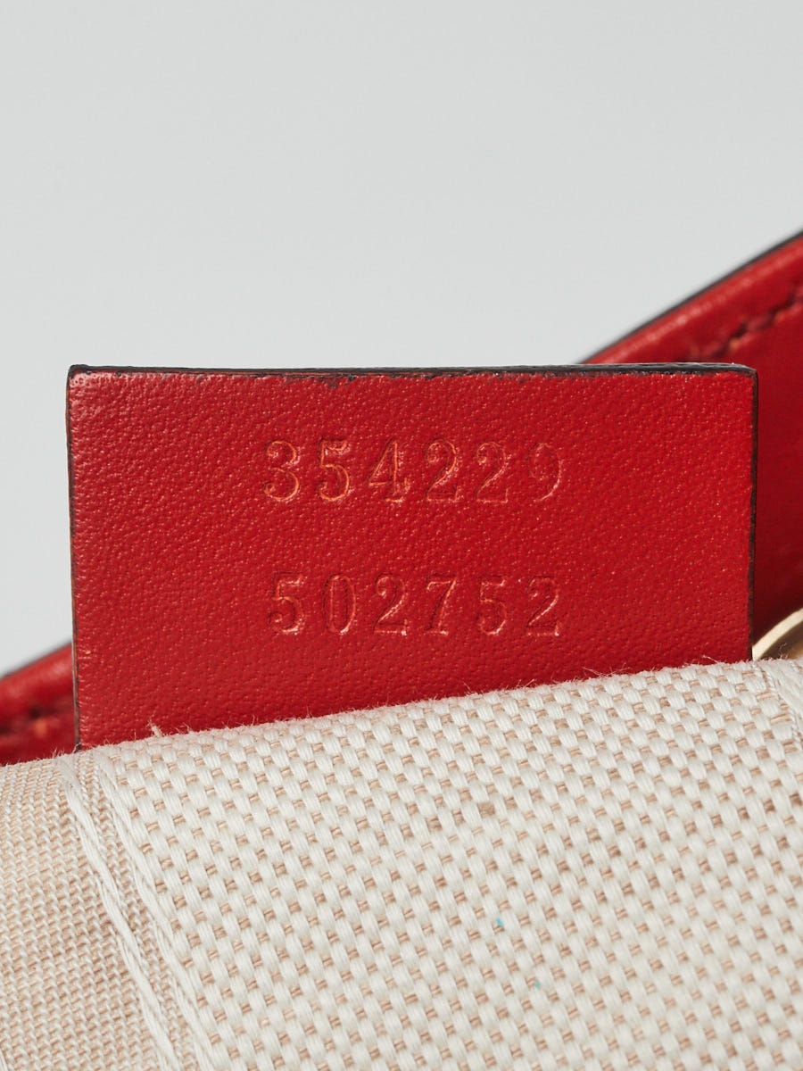 Gucci Red Diamante Textured Leather Studded Bucket Bag | Yoogi's