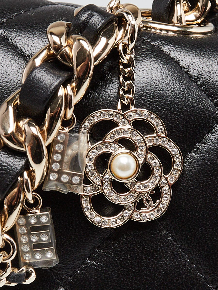 CHANEL 小物 Chanel Black Quilted Lambskin Leather Coco Charms Rectangular New