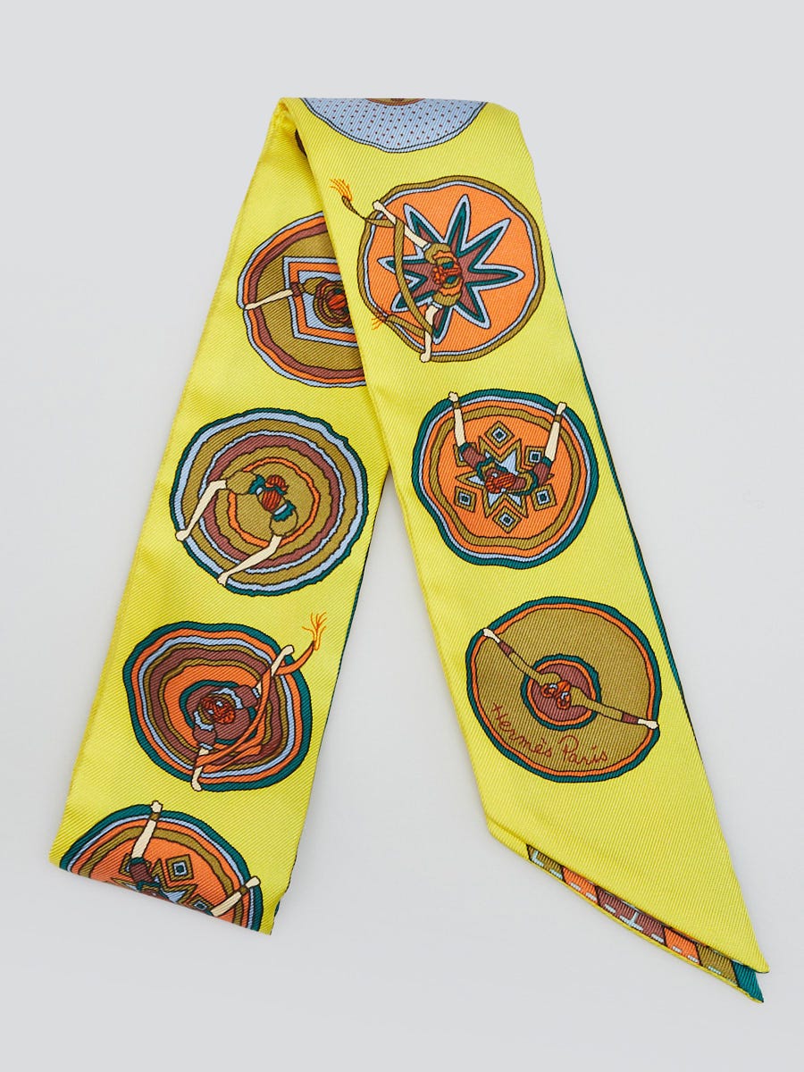 Hermes Jaune Vif/Vert/Terracotta Silk Belles du Mexique Print