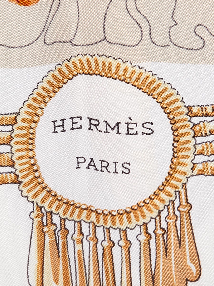 Hermes 90cm Blanc/Mauve/Jaune D'or Silk Mexique Print Cathy Latham