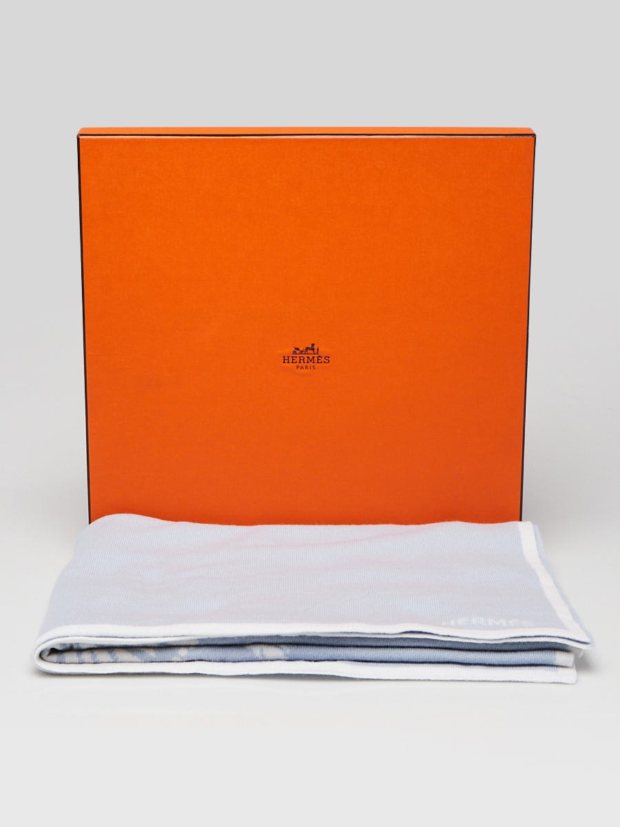 Hermes Blue/White Cashmere Zebra Colorama Baby Blanket