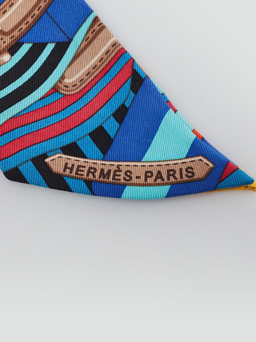 Hermes Multicolor Silk Les Sangles Print Twilly | Yoogi's Closet