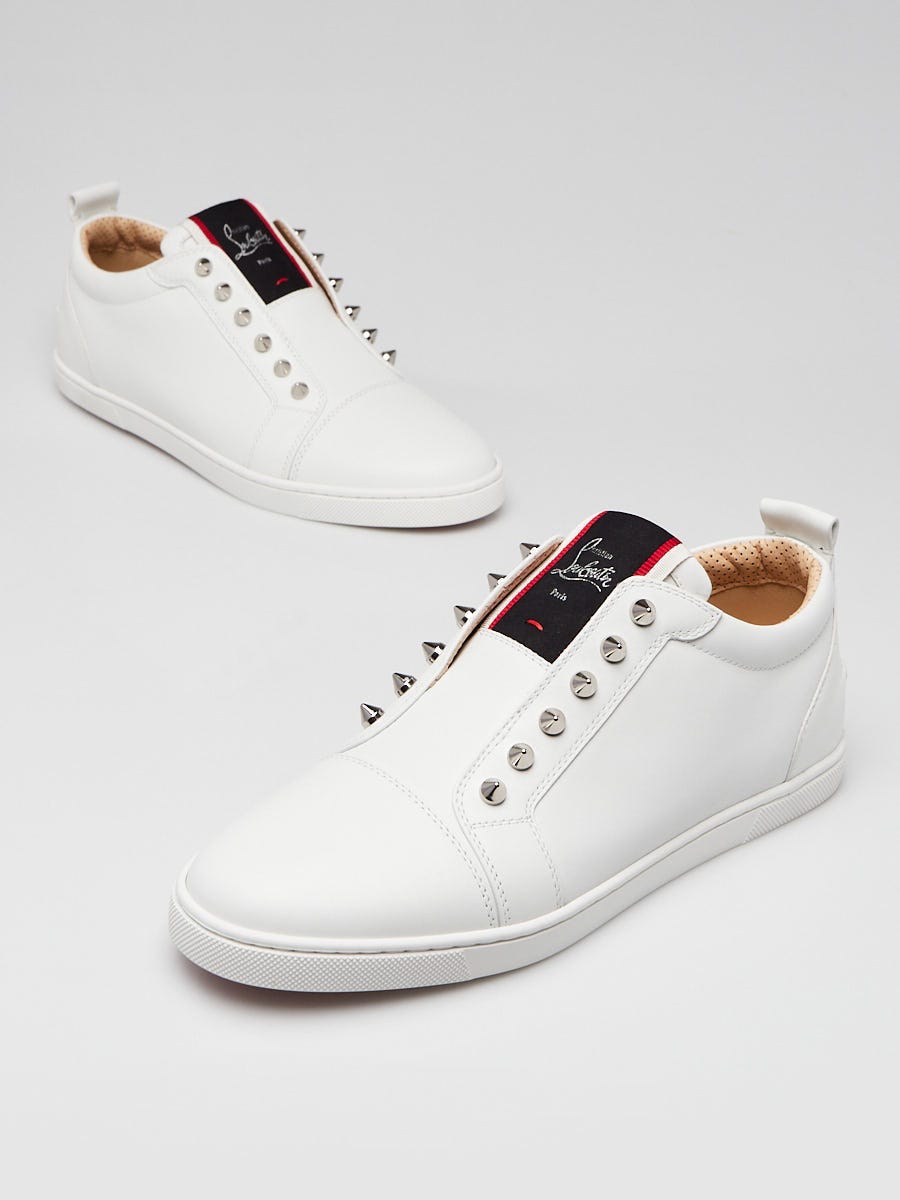 Christian Louboutin White Leather Studded F.A.V. Fique A Vontade