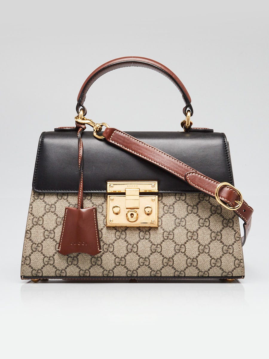 Gucci Beige/Black GG Supreme Coated Canvas and Leather Signature