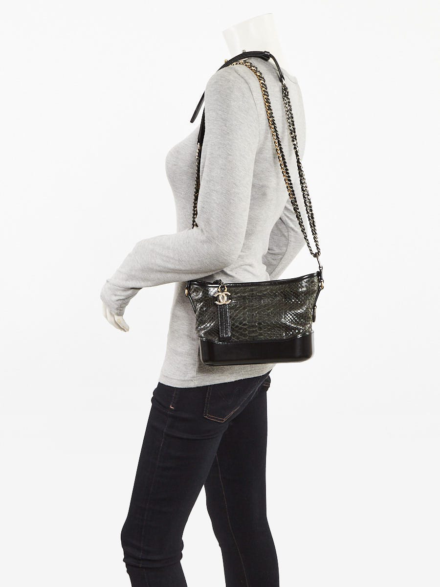 Chanel Black/Grey Python Small Gabrielle Hobo Bag