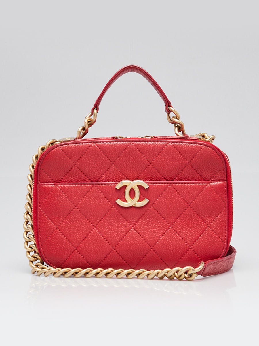 Chanel Red Quilted Caviar Leather Chic Affinity Camera Case Bag