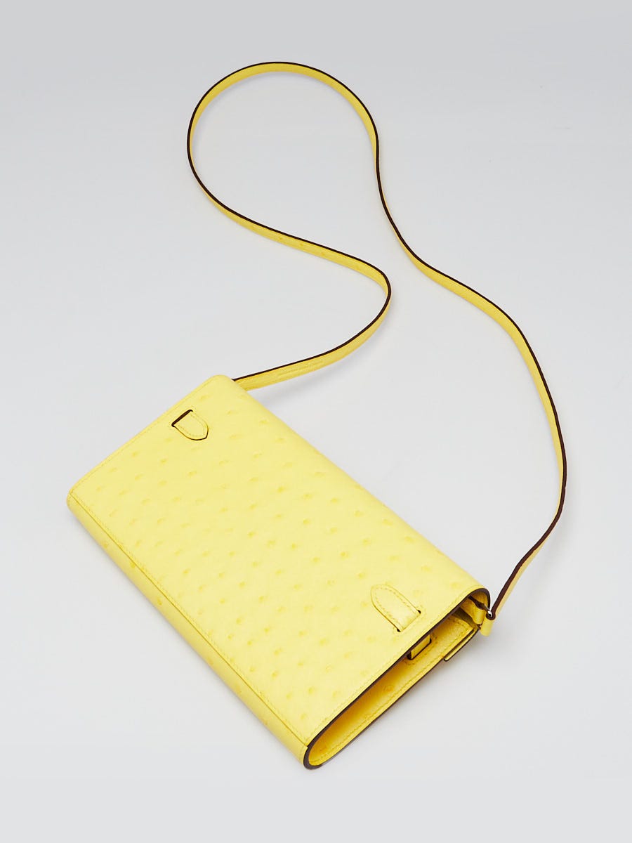 エルメス　ネル袋　HERMES 7枚 Hermes Jaune Citron Ostrich Palladium Plated Kelly To Go Wallet