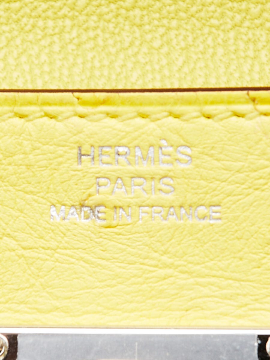 Hermes Jaune Citron Ostrich Palladium Plated Kelly To Go Wallet