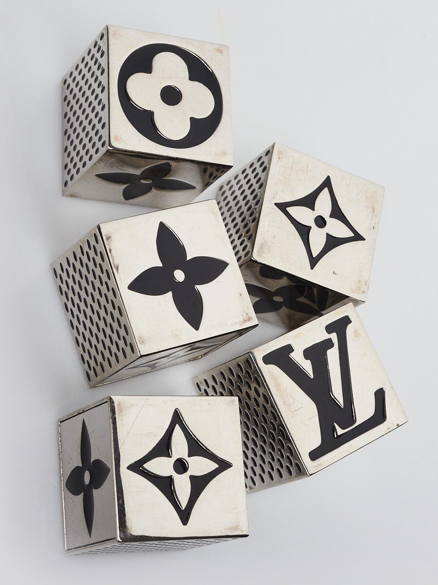 LOUIS VUITTON ルイヴィトン ダイス キューブゲーム Louis Vuitton Silvertone Metal Monogram Cube Magnetic Dice Game
