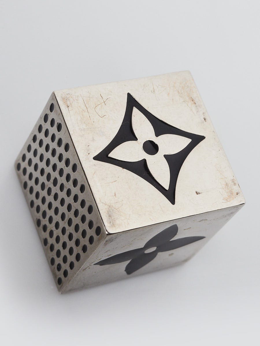 Louis Vuitton Silvertone Metal Monogram Cube Magnetic Dice Game