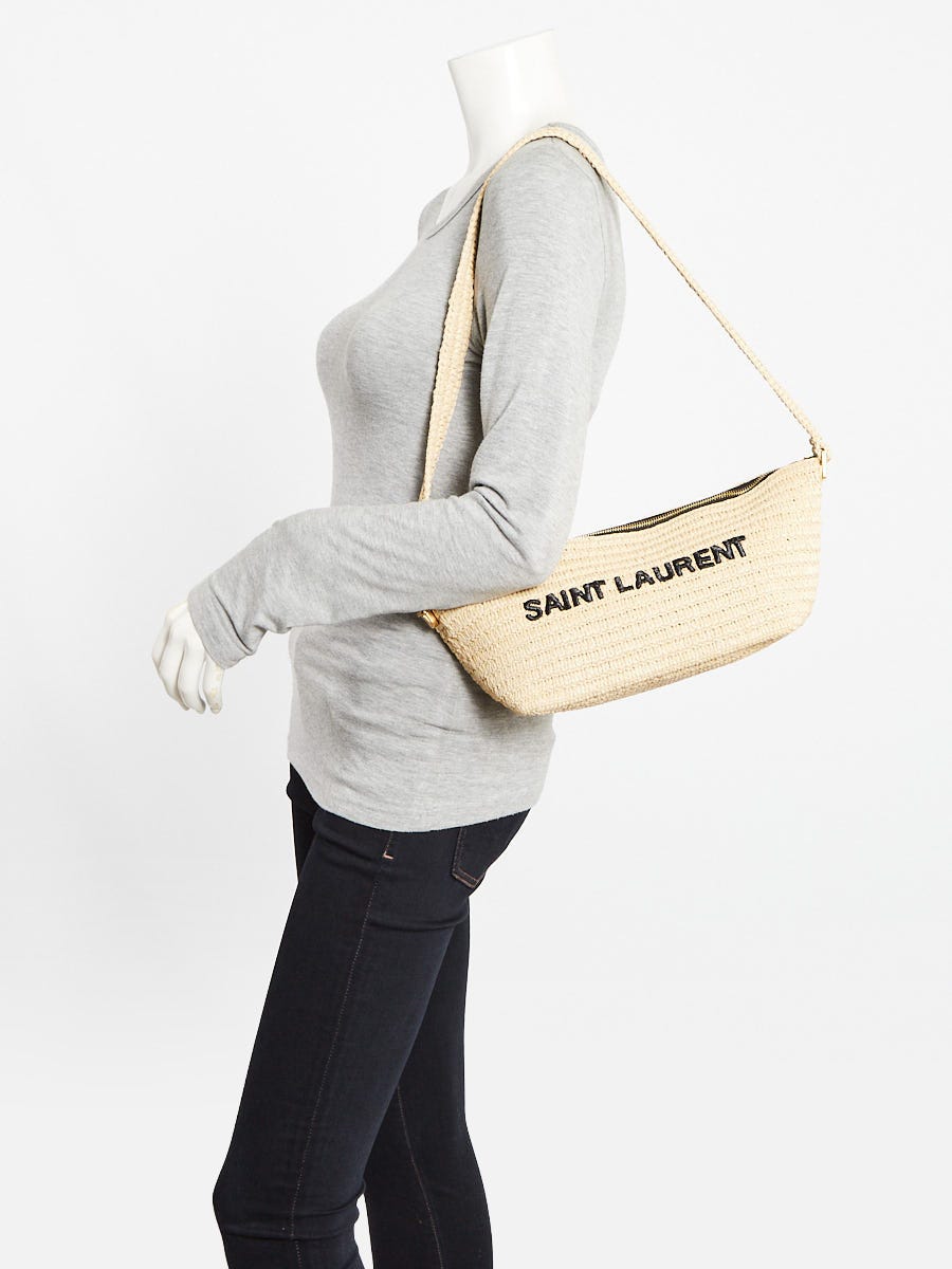 Yves Saint Laurent Natural Woven Raffia Le Tuc Shoulder Bag