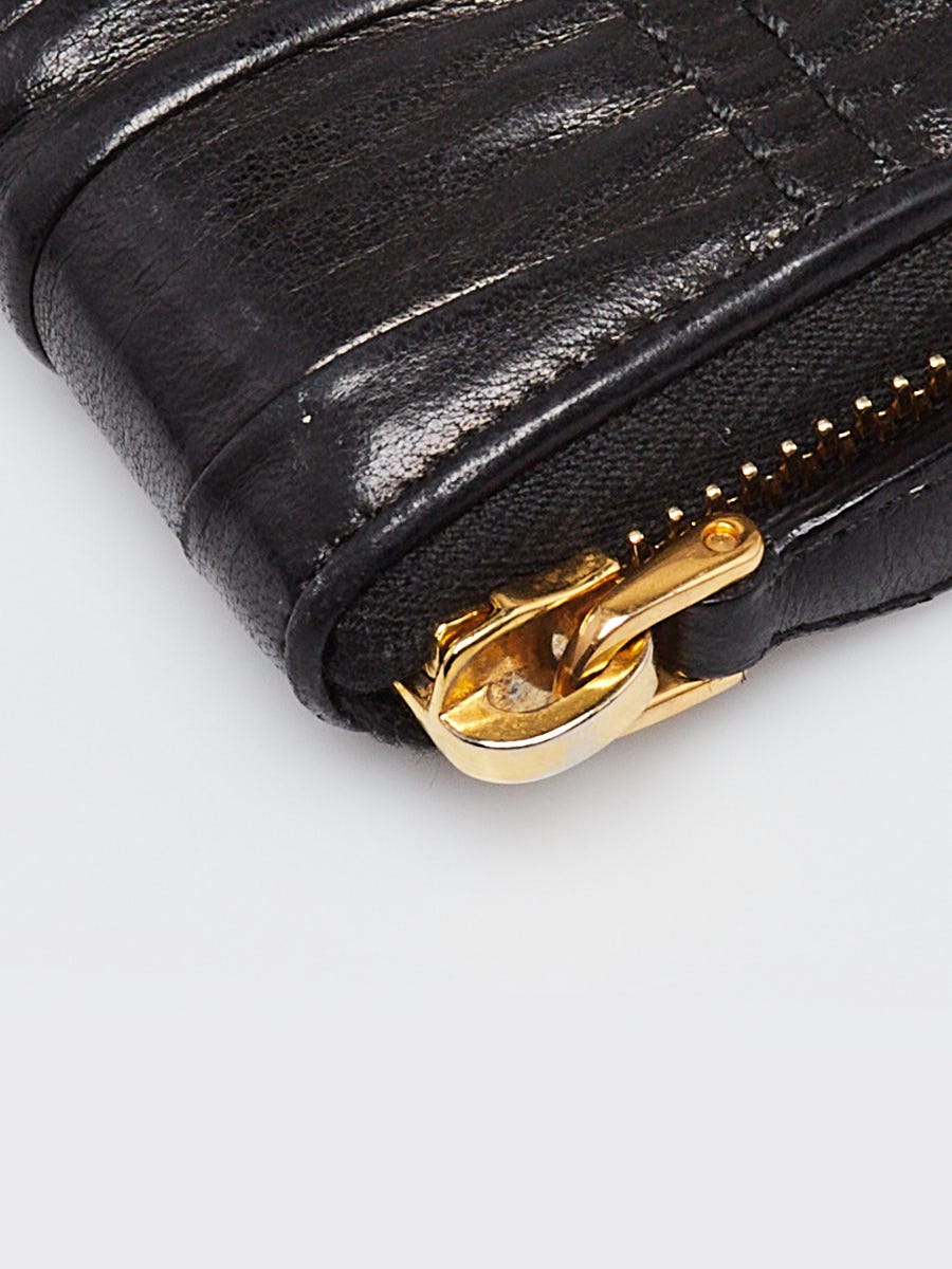 Prada Black Nappa Gauffre Leather Compact Zippy Wallet 1M1157
