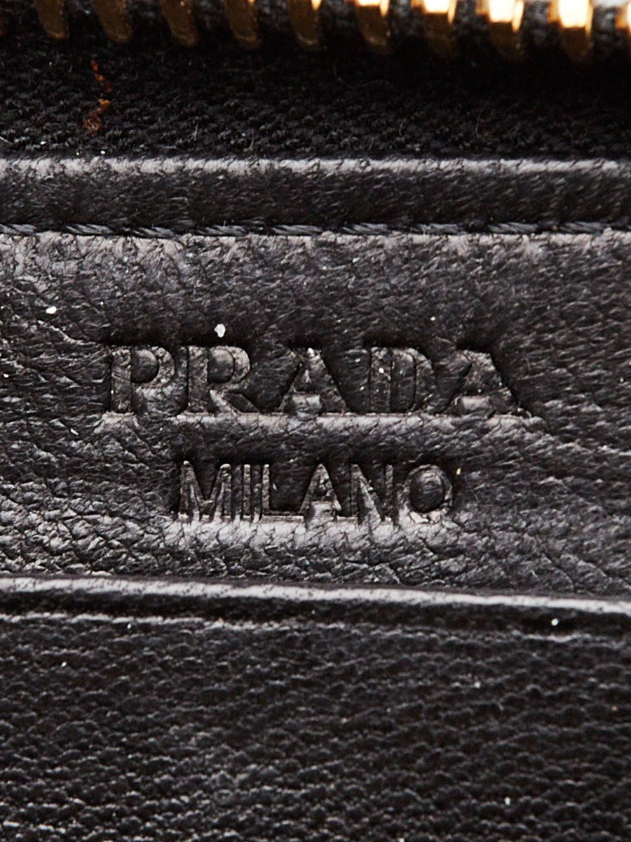Prada Black Nappa Gauffre Leather Compact Zippy Wallet 1M1157