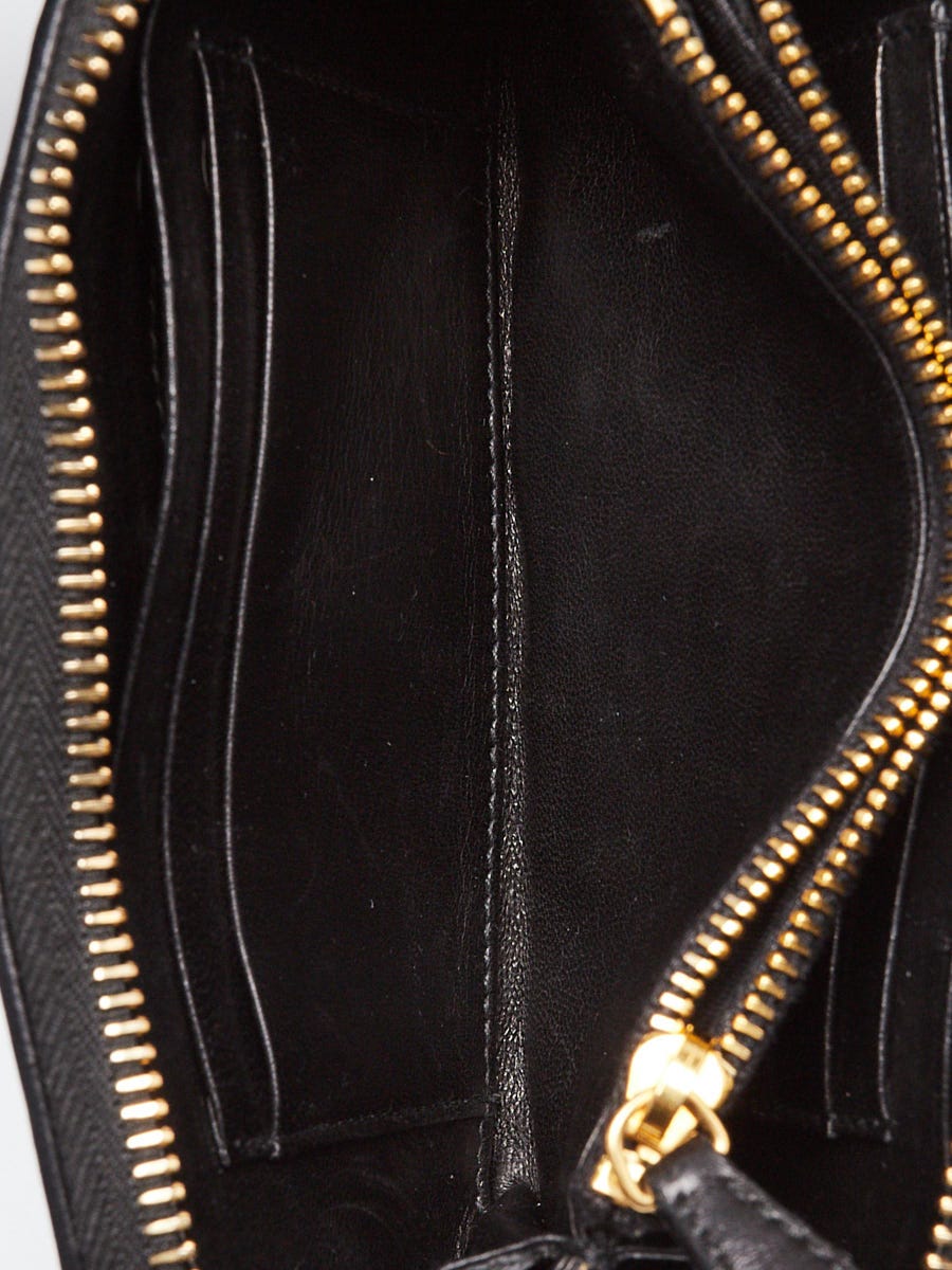 Prada Black Nappa Gauffre Leather Compact Zippy Wallet 1M1157