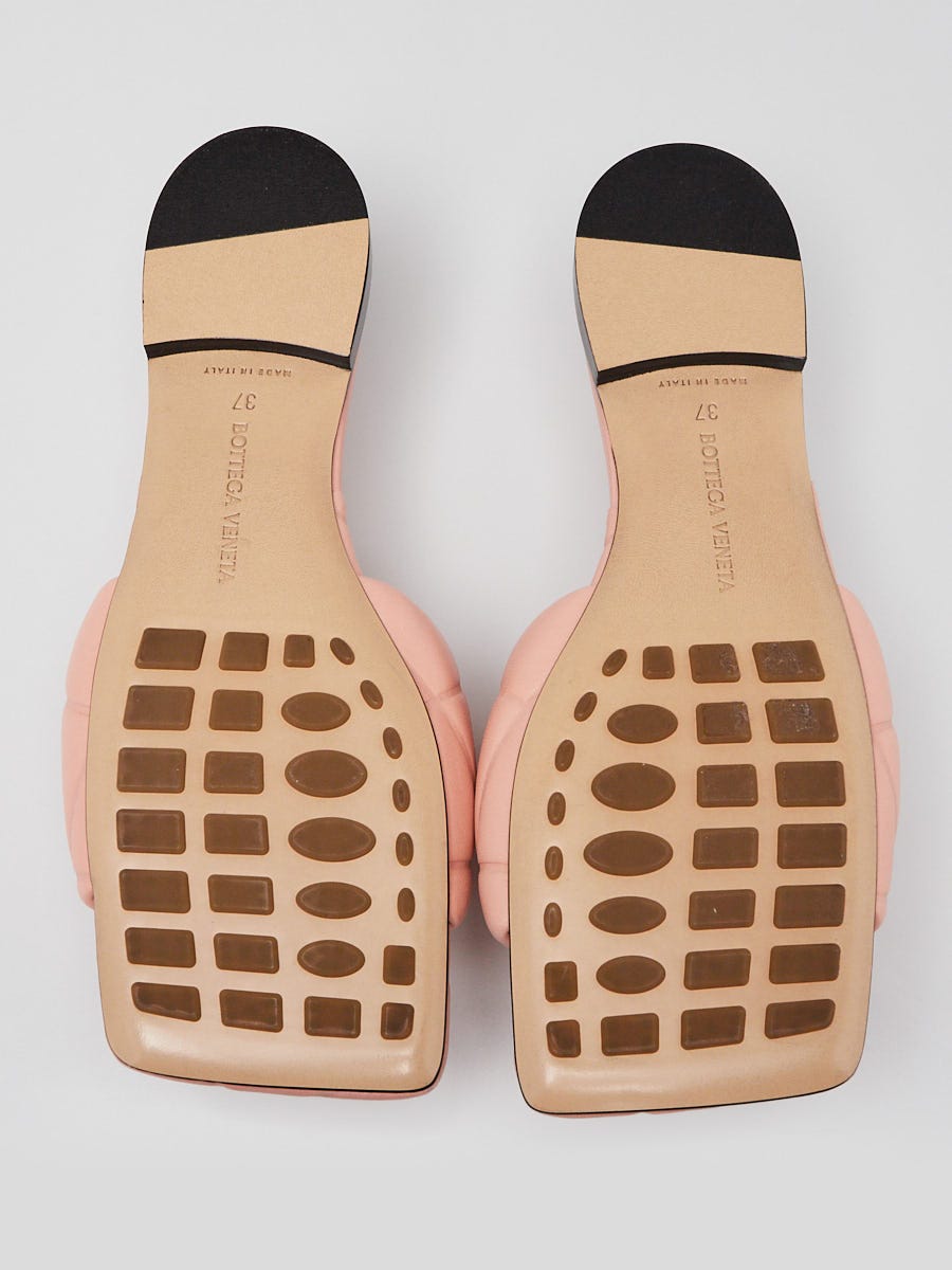 Bottega Veneta Pink Embossed Leather Lido Flat Sandals 6.5/37