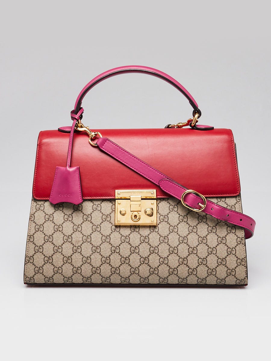 Gucci Red/Pink GG Supreme Coated Canvas and Leather Signature