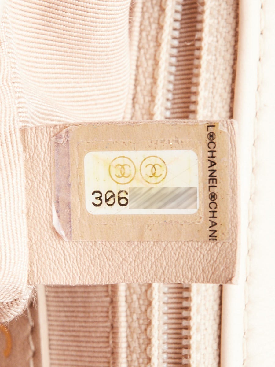 Chanel Light Beige Quilted Goatskin Leather Buttons on Top Flap