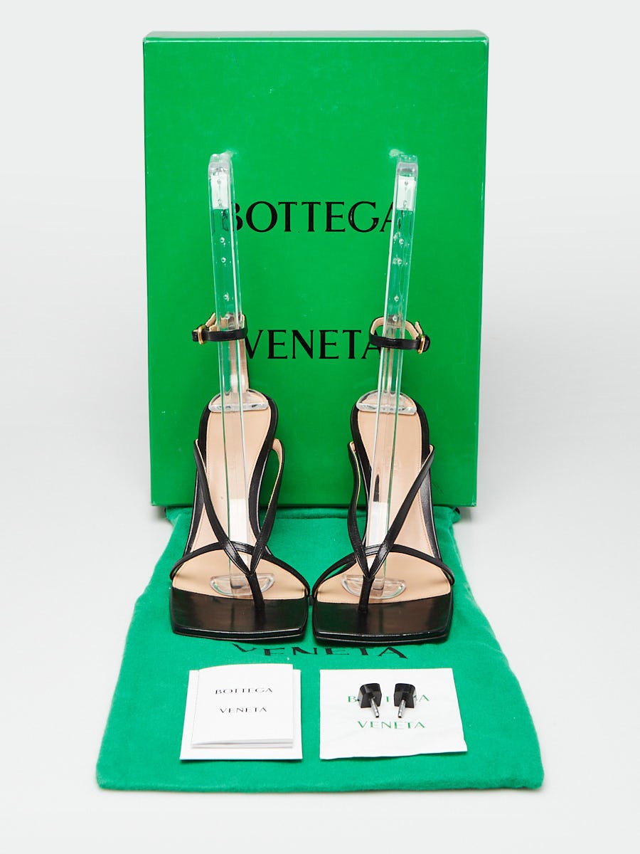 Bottega Veneta Black Leather Ankle Wrap Sandals Size 6.5/37
