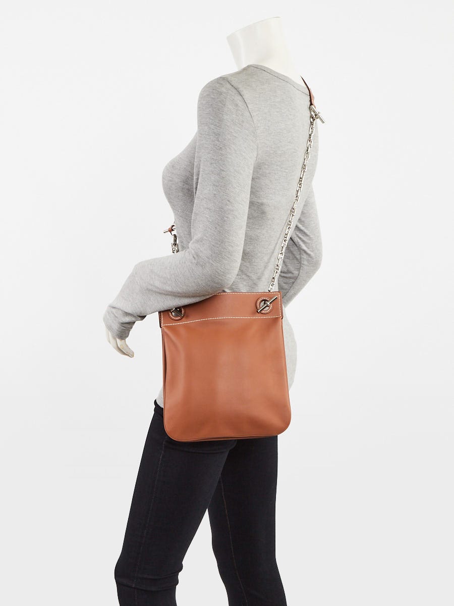 Hermes Gold Swift Leather Palladium Plated Poche Cliquetis bag