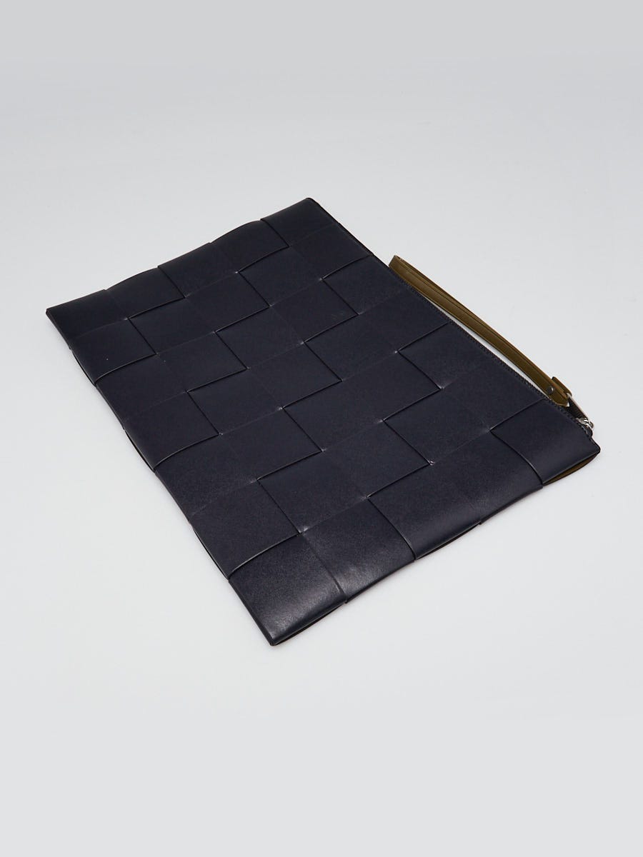 ＊値下げ中　BOTTEGA VENETA ケース Bottega Veneta Blue/Green Intrecciato Woven Leather Cassette Flat