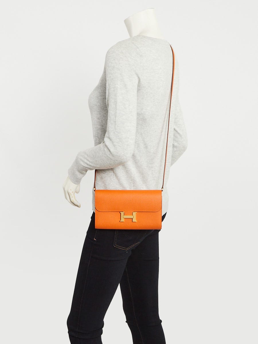 Hermes Orange Epsom Leather Gold Plated Constance To Go Bag