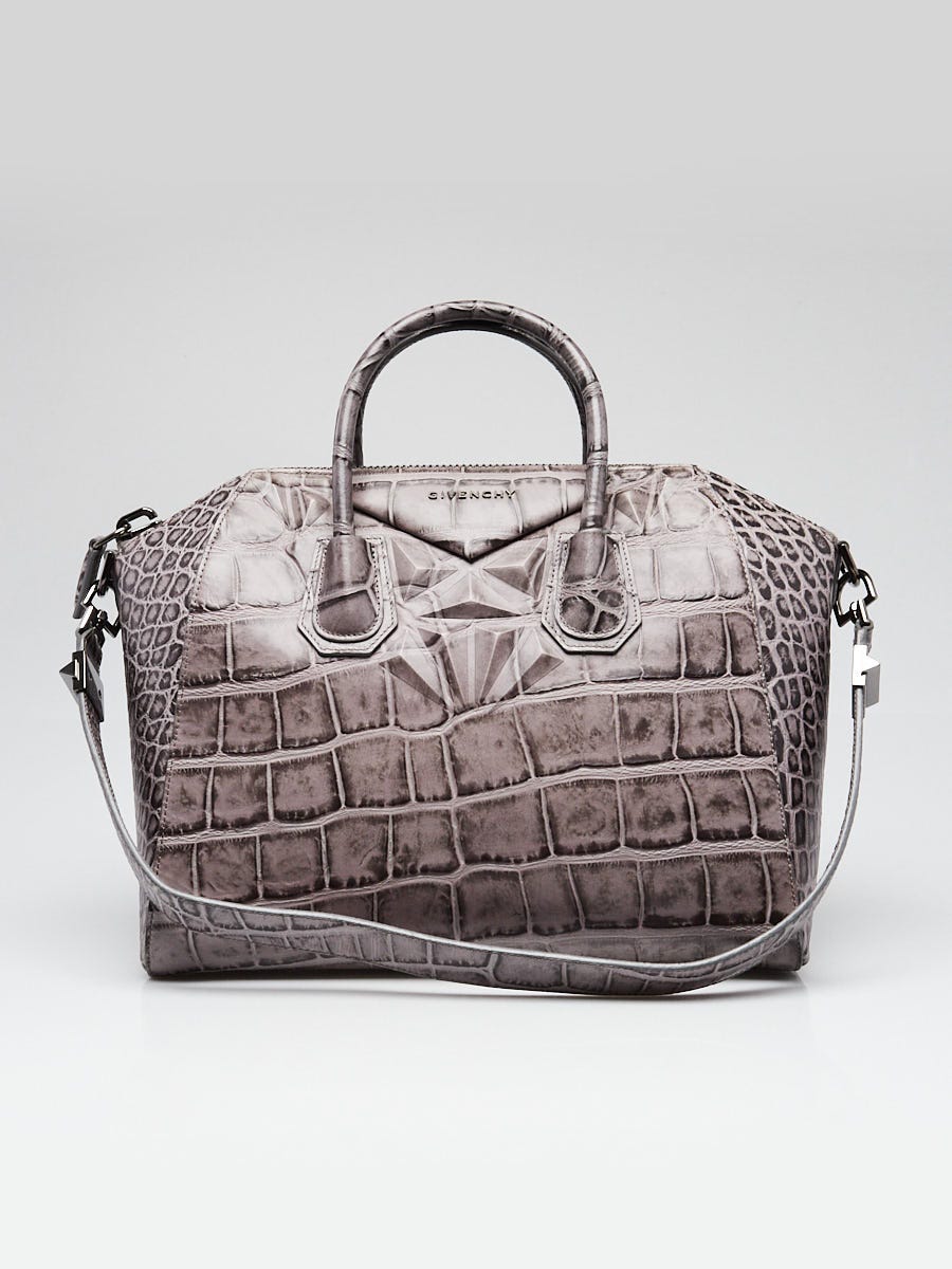 Givenchy Grey Croc Embossed Leather Medium Antigona Bag | Yoogi's