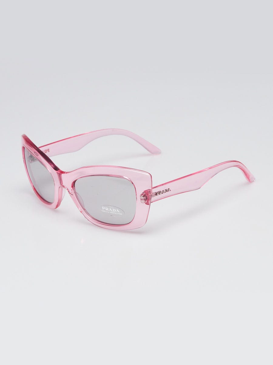 Prada Pink Clear Acetate Cat Eye Sunglasses - SPR19M | Yoogi's Closet