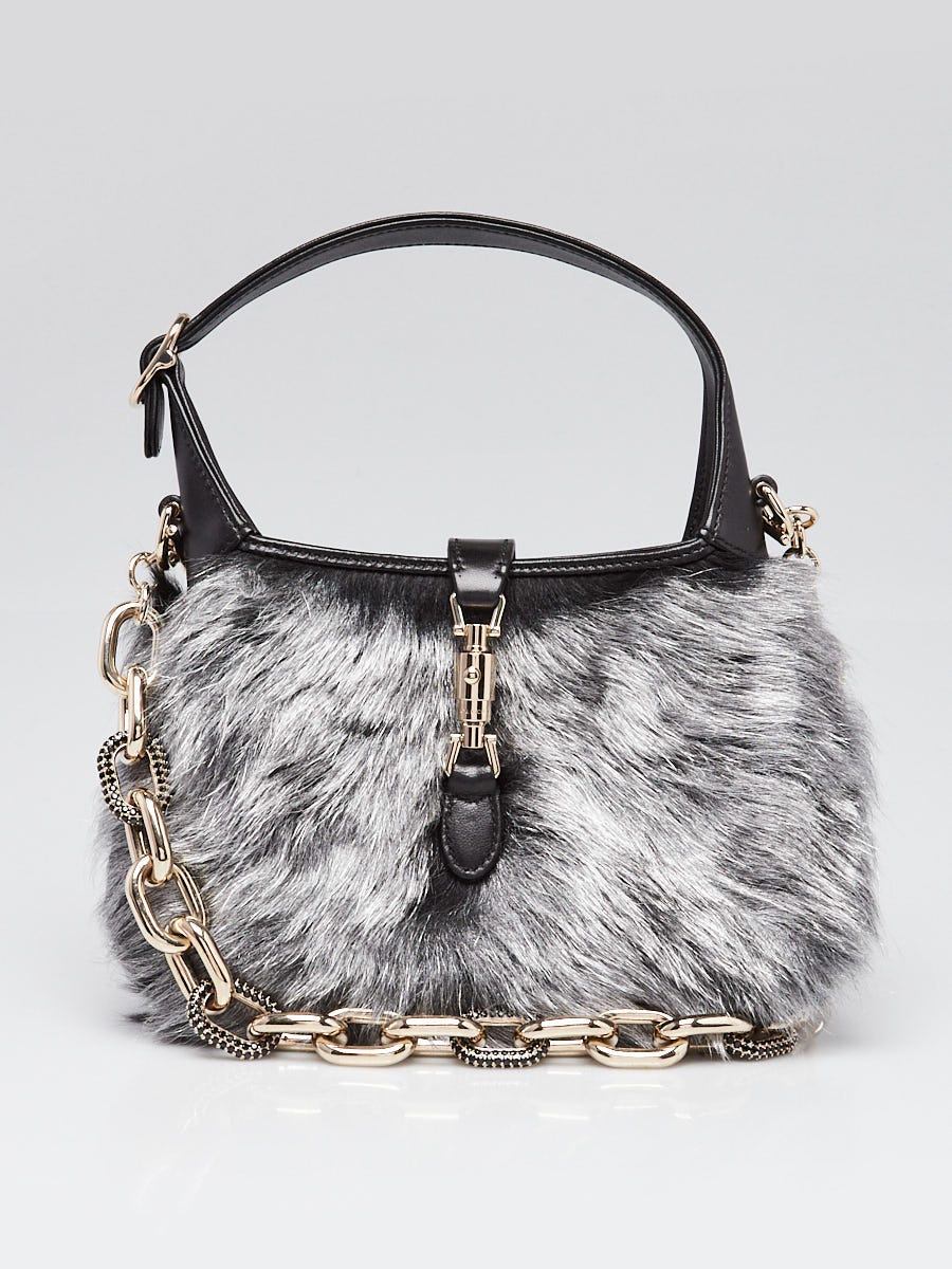 Gucci Black/Grey Leather/Shearling Jackie 1961 Mini Bag | Yoogi's