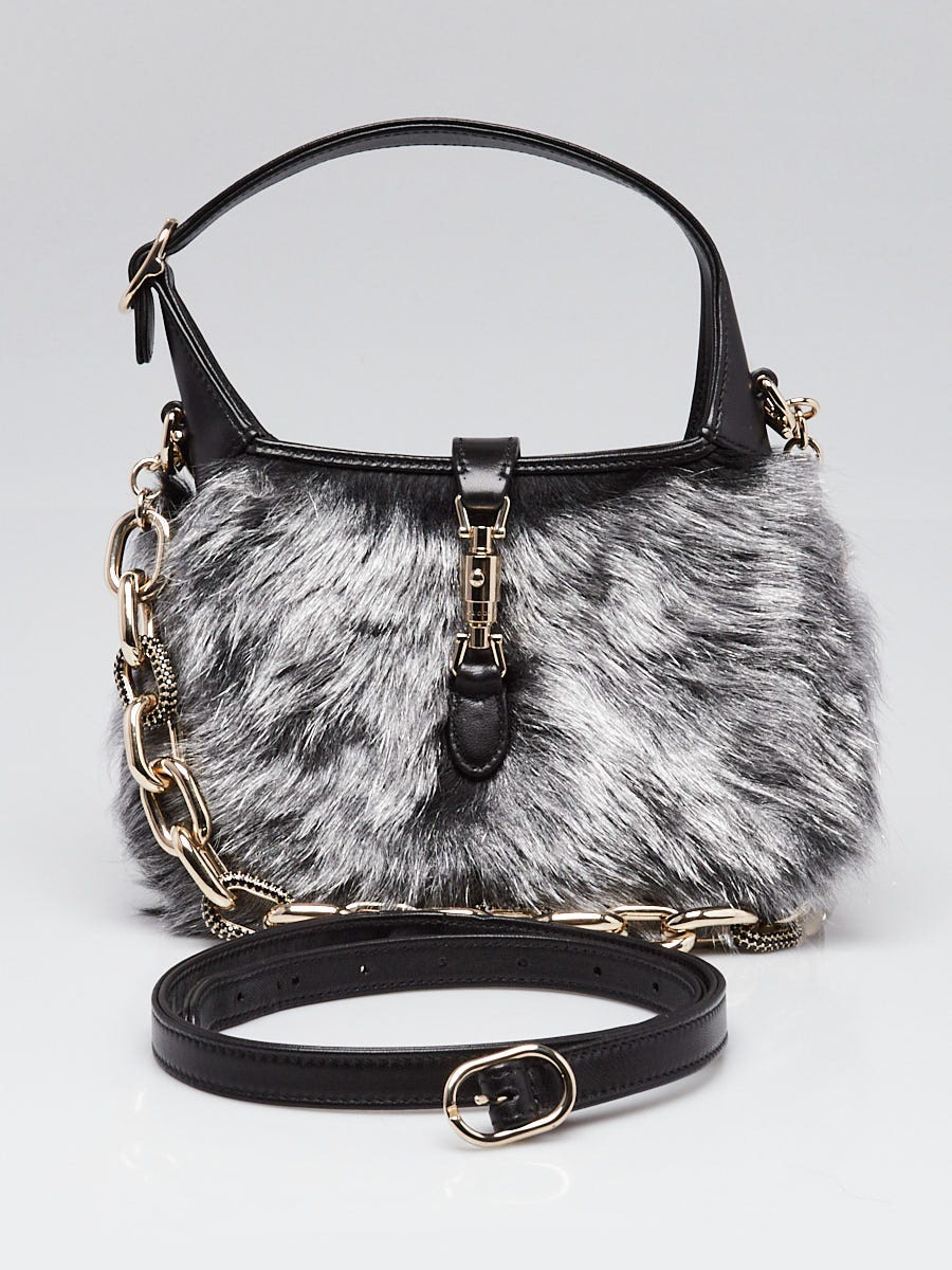 Gucci Black/Grey Leather/Shearling Jackie 1961 Mini Bag | Yoogi's