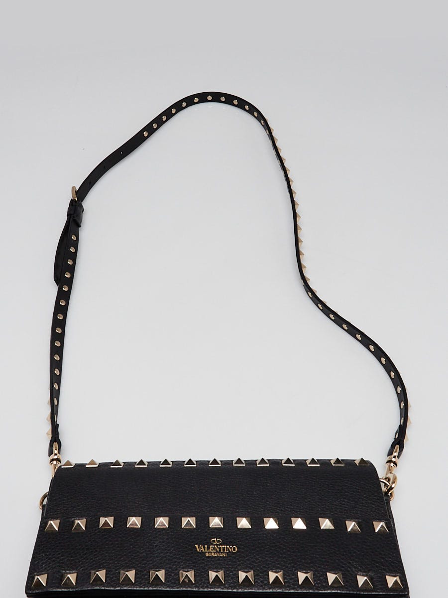 Valentino Black Pebbled Leather Rockstud Small Crossbody Bag