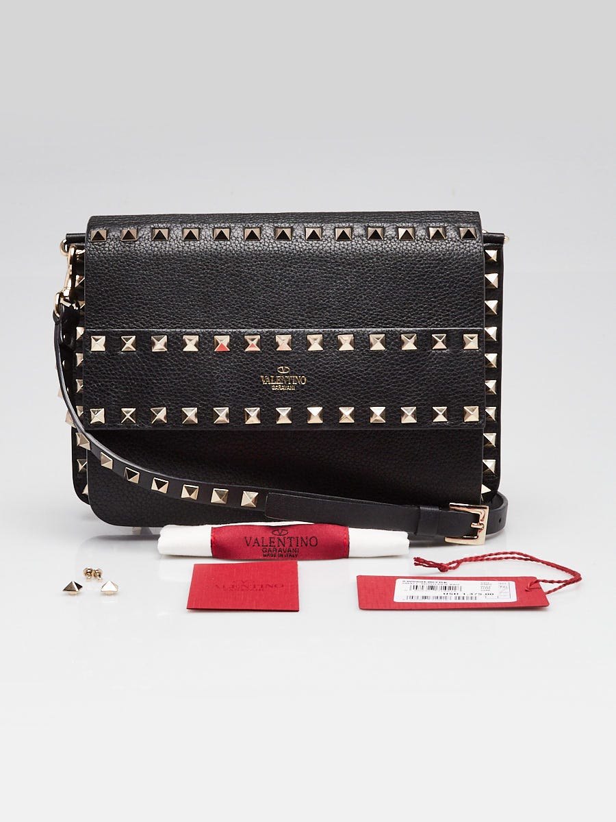 Valentino Black Pebbled Leather Rockstud Small Crossbody Bag