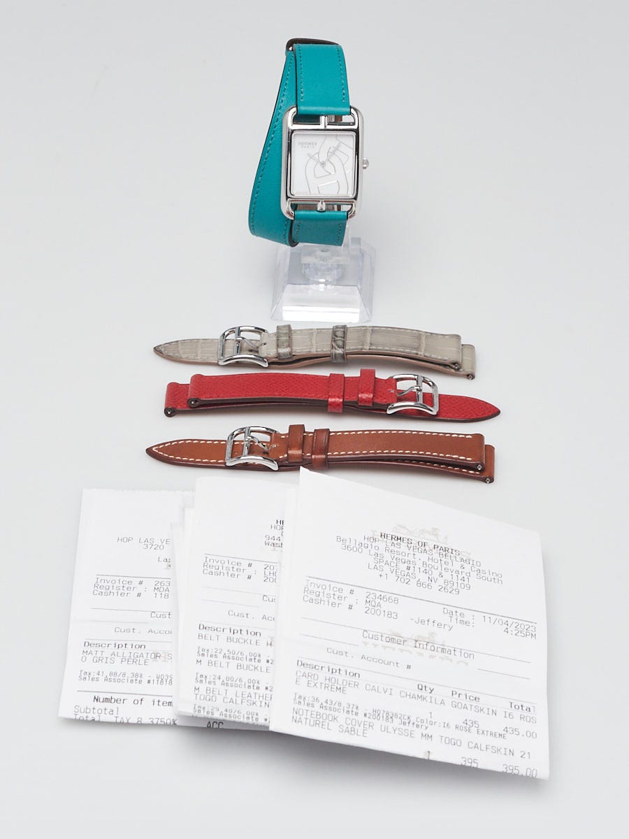 Hermes 31mm Stainless Steel and Bleu Paon Swift Leather Double