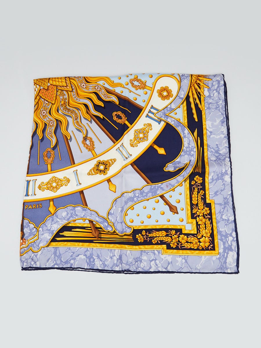 HERMES エルメス　スカーフ　⑤ Hermes 90cm Silk Blue Carpe Diem Joachim Metz Square Scarf