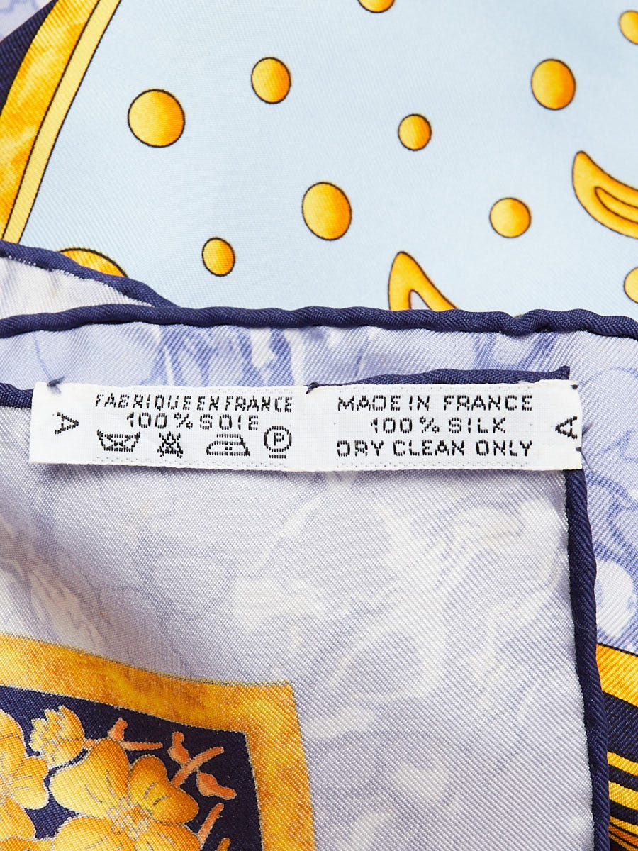 Hermes 90cm Silk Blue Carpe Diem Joachim Metz Square Scarf