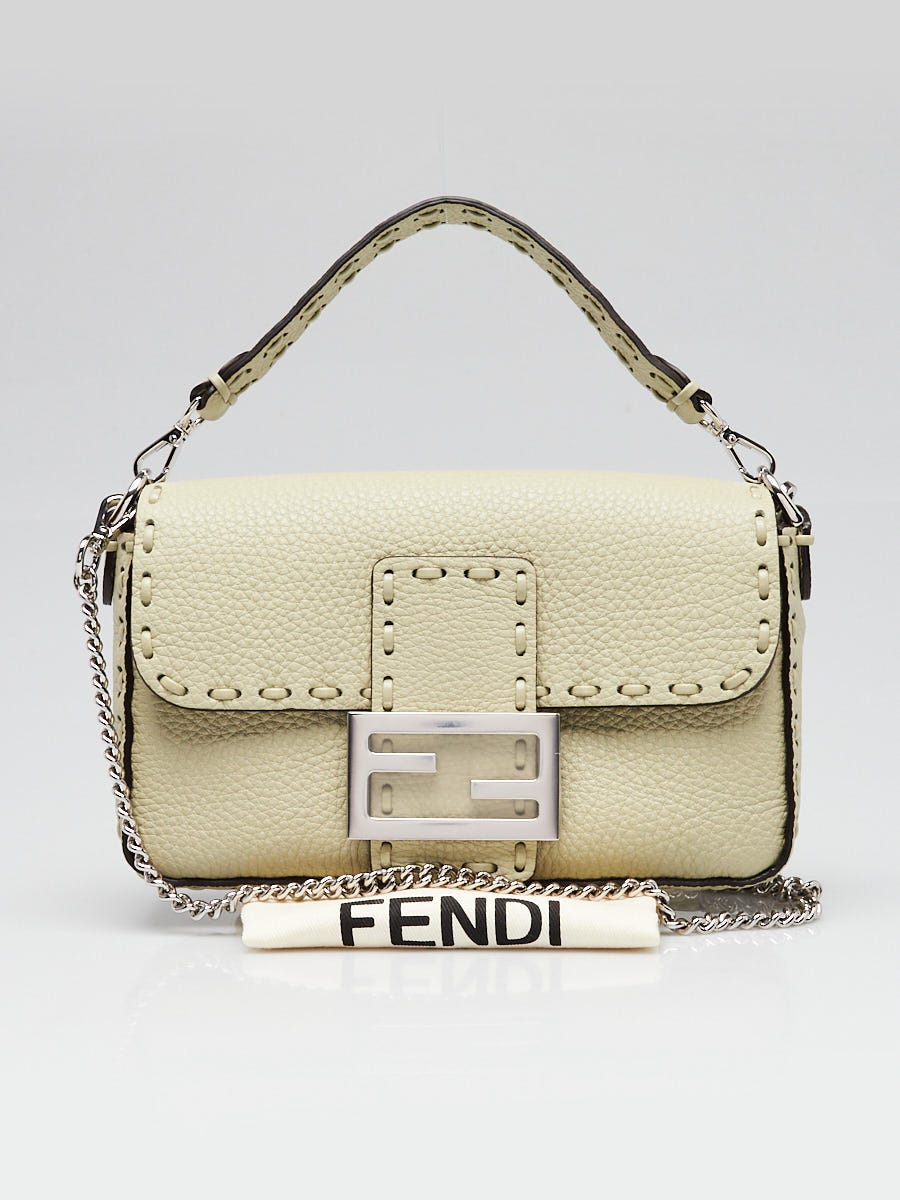 Fendi Sage Selleria Leather Mini Baguette Crossbody Bag 8BS017