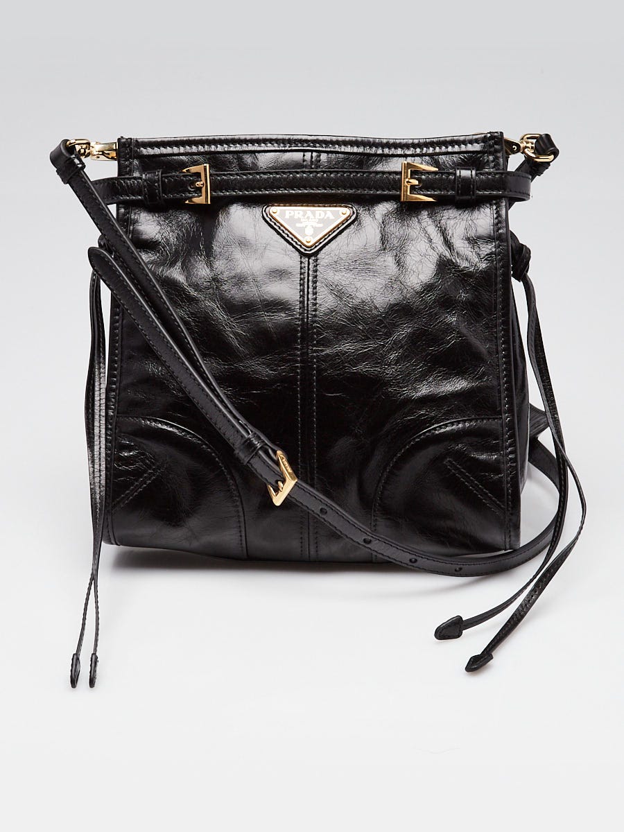 Prada Black Calfskin Leather Mini Bonnie Bag 1BH229 | Yoogi's Closet