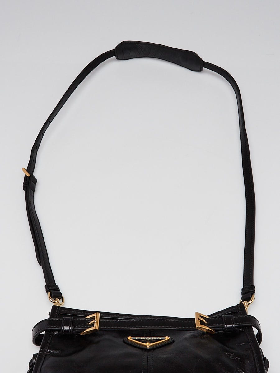 Prada Black Calfskin Leather Mini Bonnie Bag 1BH229 | Yoogi's Closet