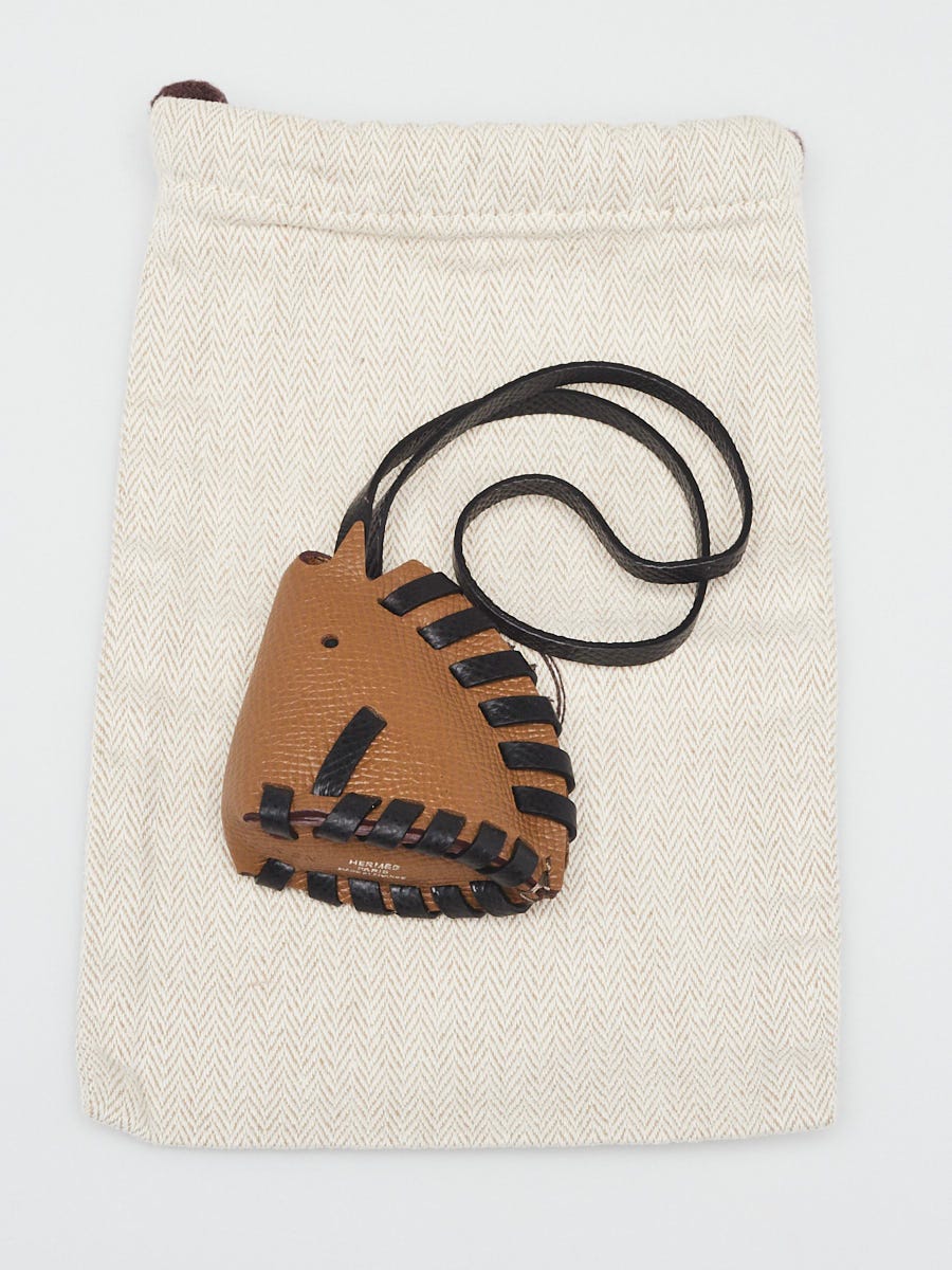 Hermes Poussière/Noir Epsom Leather Cheval Tresse Bag Charm