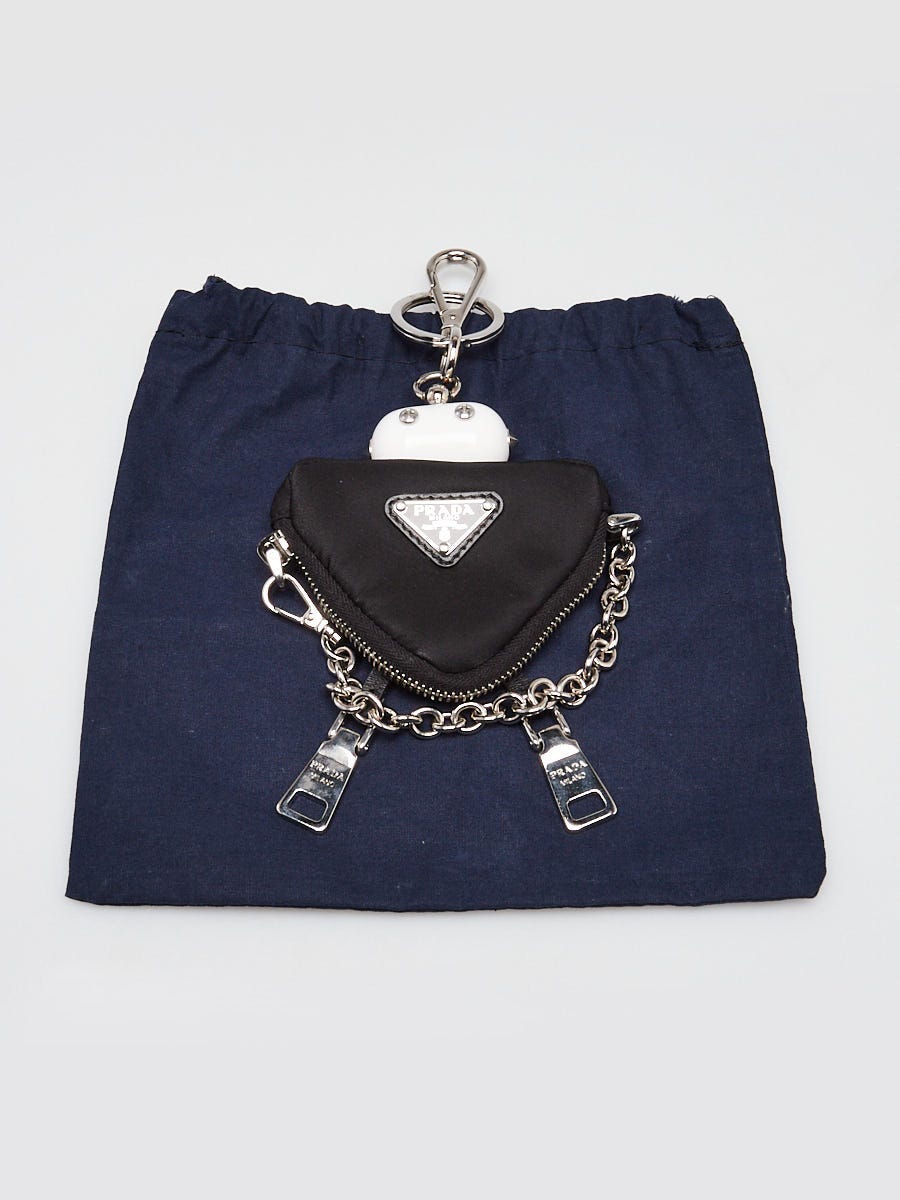 Prada Black Tessuto Re-Nylon and ResinTrick Robot Key and Bag