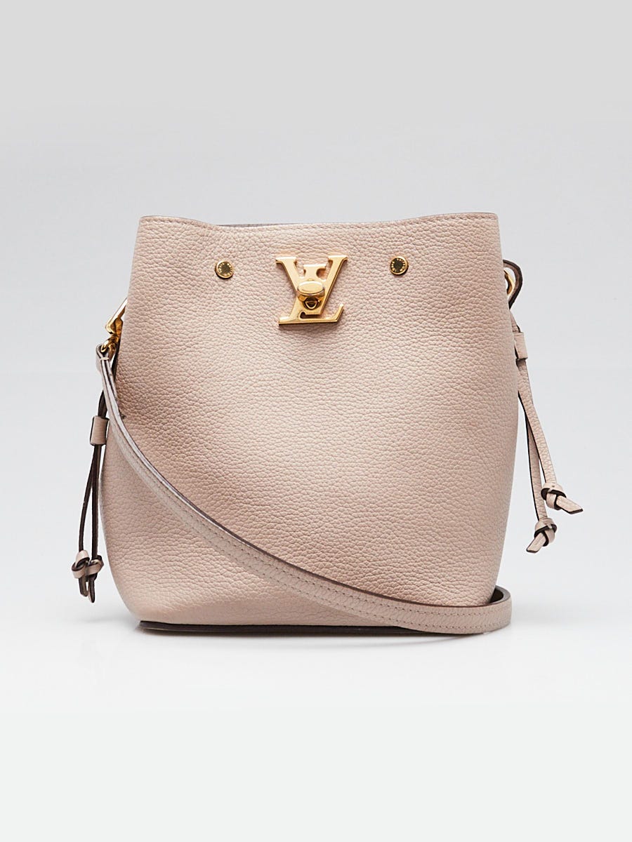 Louis Vuitton Greige Leather Nano Lockme Bucket Bag | Yoogi's Closet