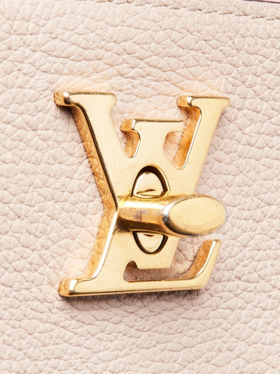 Louis Vuitton Greige Leather Nano Lockme Bucket Bag | Yoogi's Closet