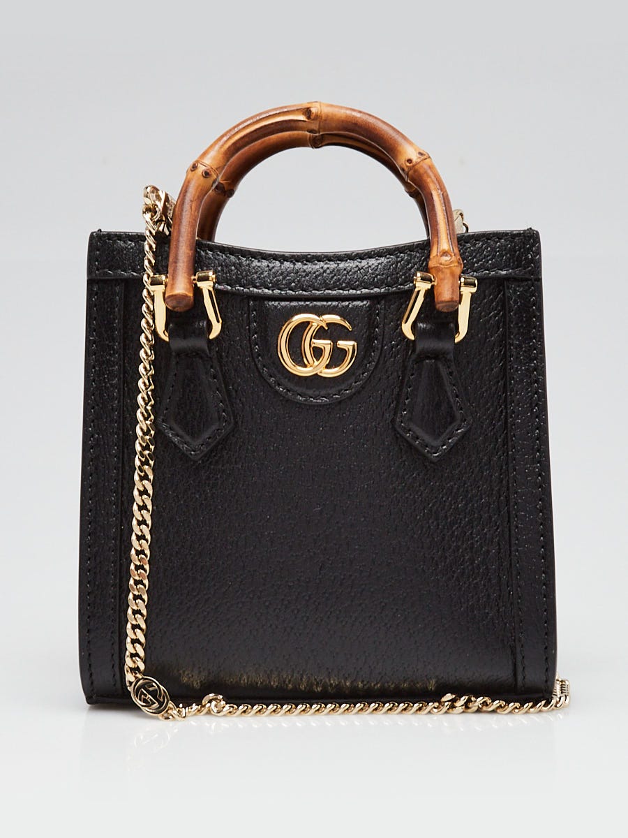 Gucci Black Pebbled Leather Diana Nano Tote Bag | Yoogi's Closet